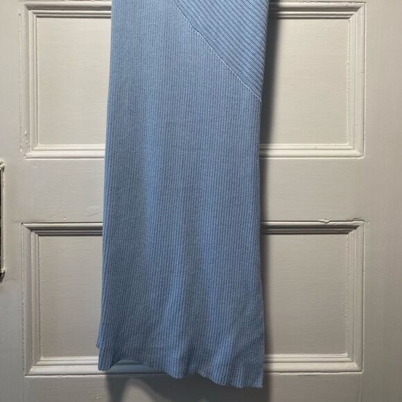 PINKO | Ribbed Cowl-Neck Sleeveless Bodycon Dress Blue - Picture 6 of 13